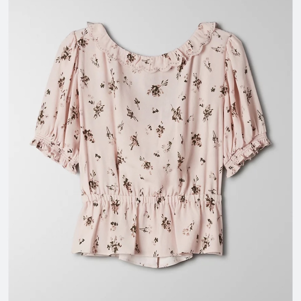 🍋 Aritzia Sunday Best Marisole floral top lace and ruffles size Xxs - Picture 6 of 16